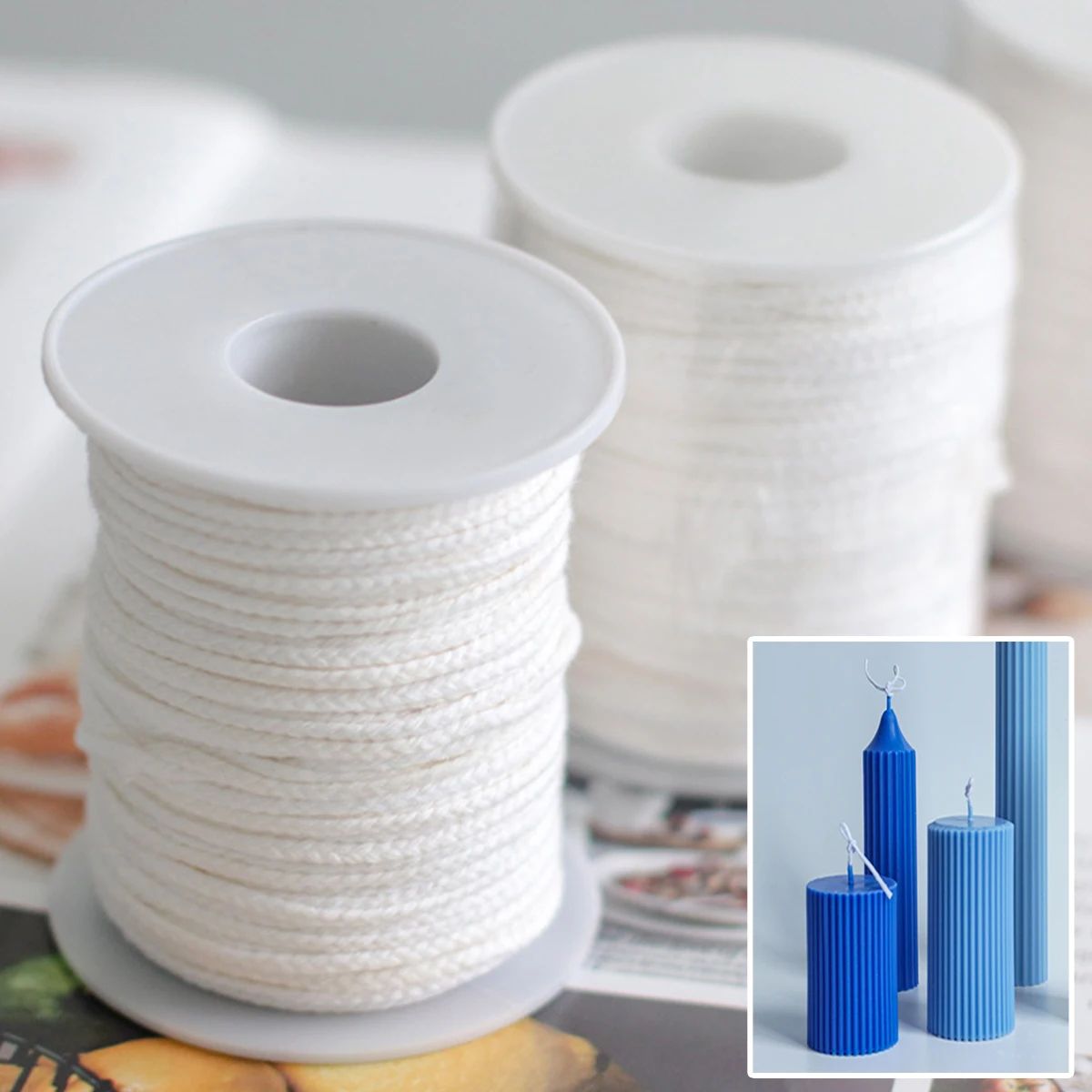 Candle Wax Scale - 61 Metri/Rotolo Stoppino Bianco in Cotone